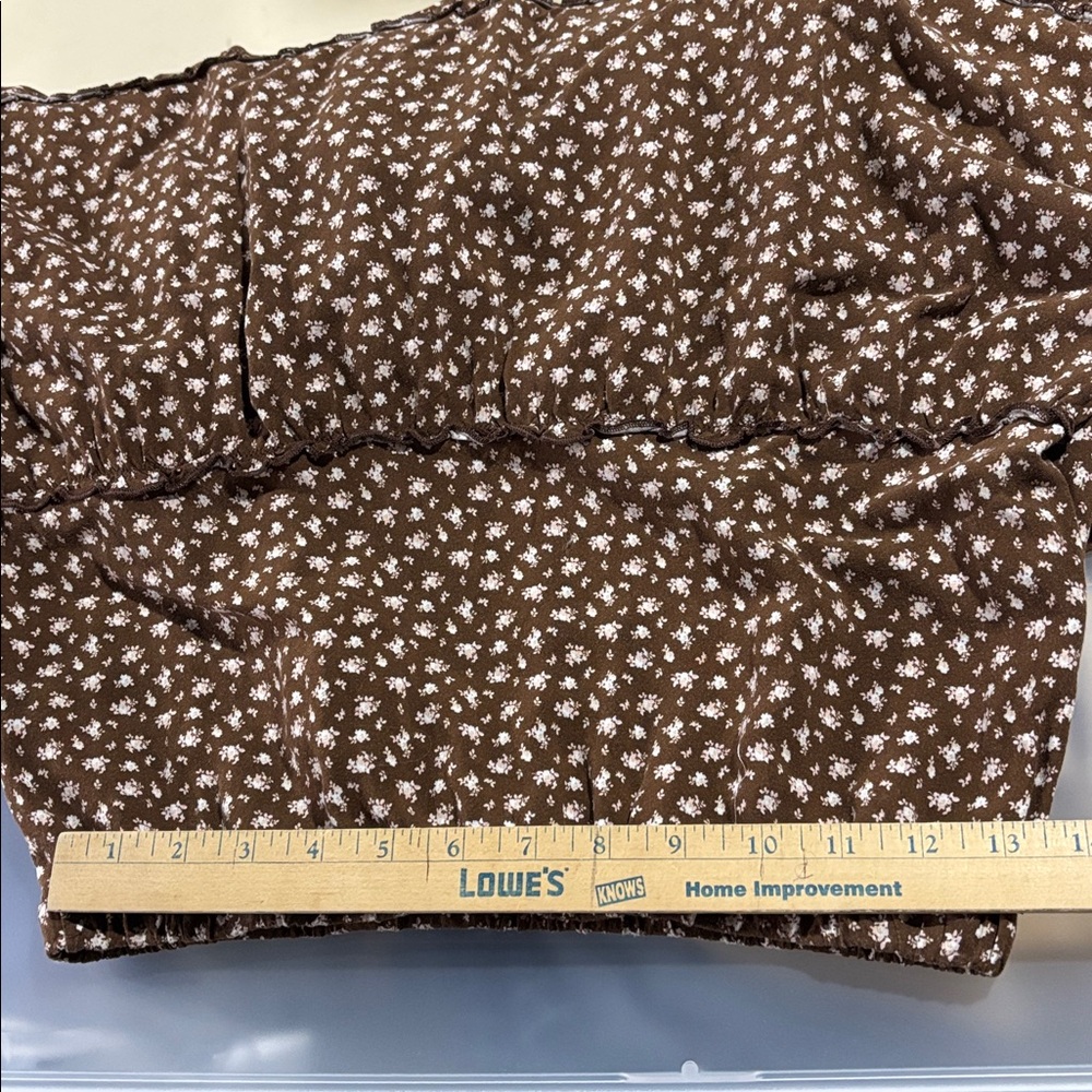 Women's Aeropostale Brown White Floral Tiered Midi Skirt M Whimsical Y2K - Picture 5 of 5